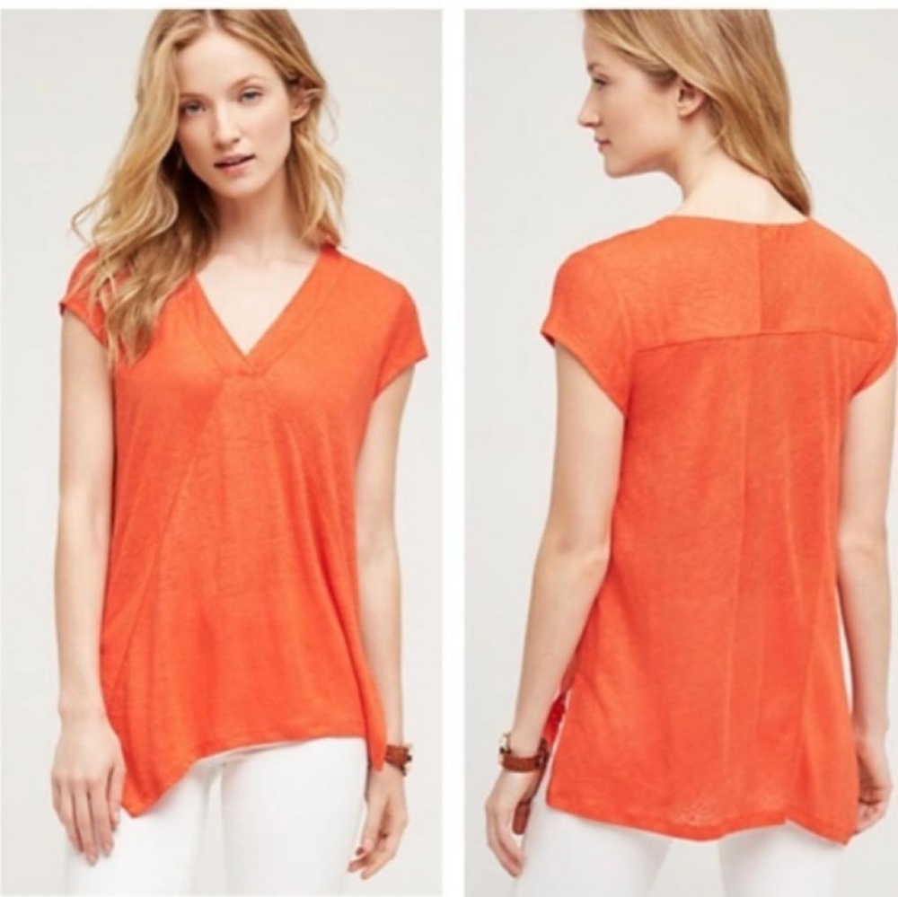 Anthropologie Meadow Rue Linen Asymmetrical Top
